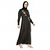 Front Open cuff sleeves Embroidery Abaya-Olive Green